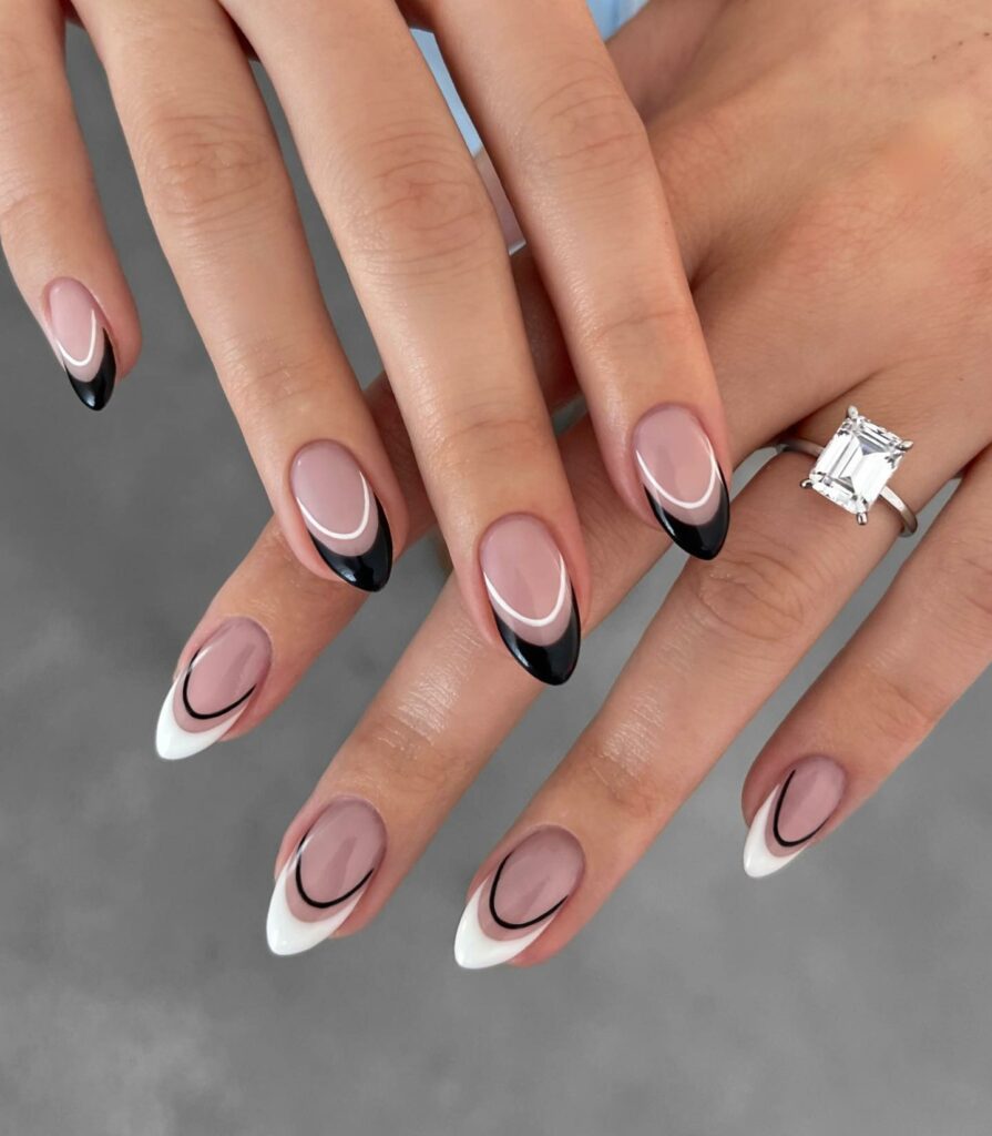 Stiletto Short Black French Nails