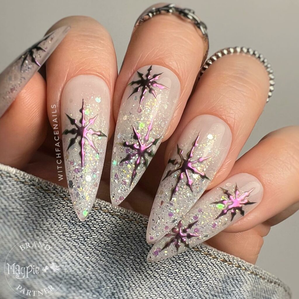 Stiletto Snowflake Nails