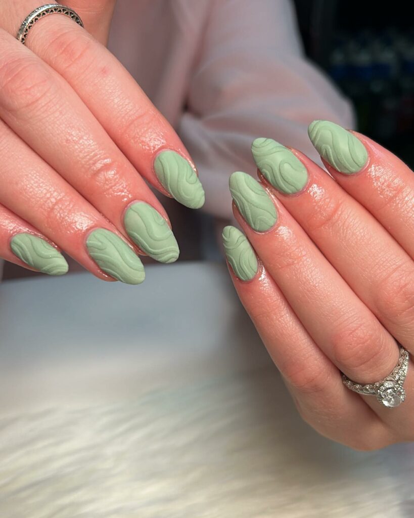 Rugged Textured Mint Green Nails
