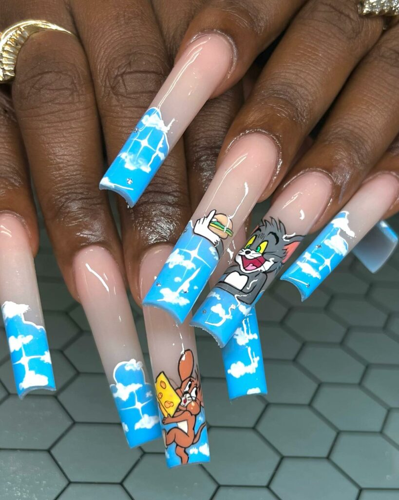 Mischievous Antics of Tom and Jerry Cartoon Nails