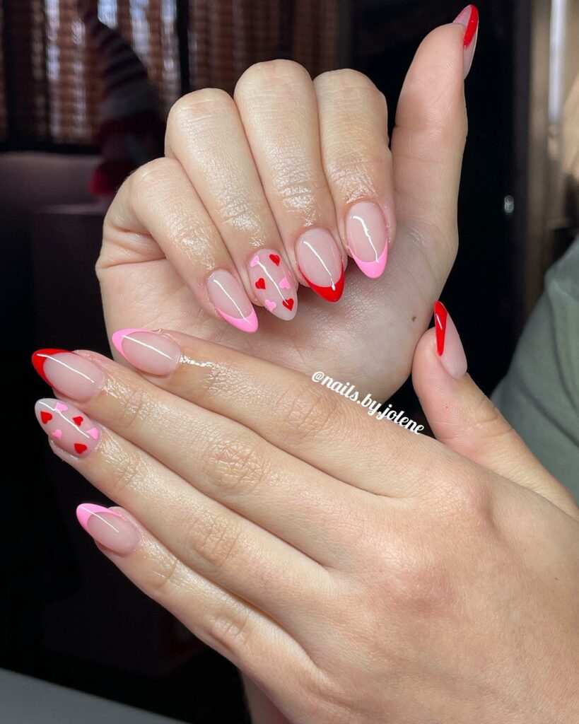Valentine-Inspired Red and Pink Nails