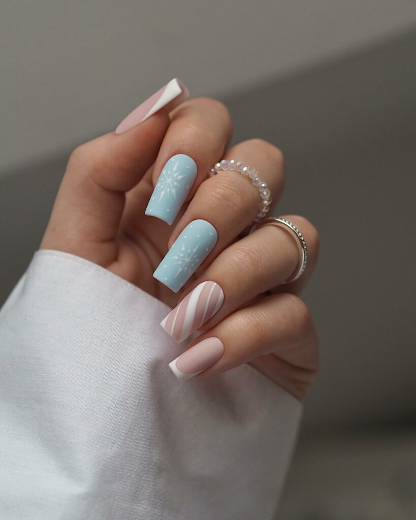 Whimsical Frozen Inspired Nails