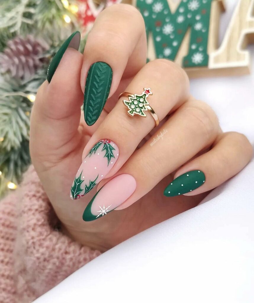 Chic Spin on Green Christmas Nails