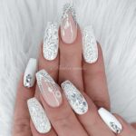 white glitter coffin nails