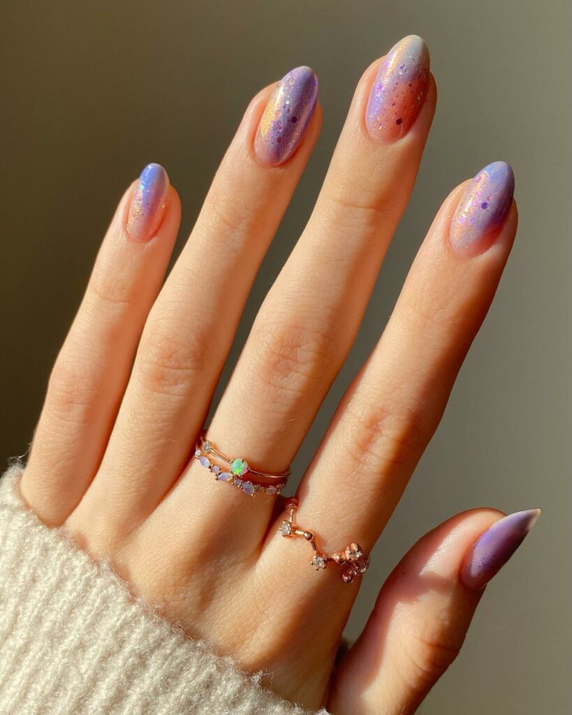 Purple And Gold Ombre Nails