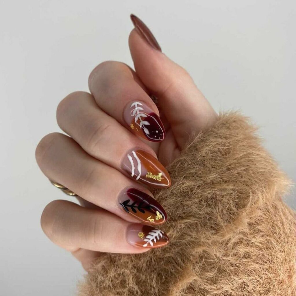 Autumn-Inspired Negative Space Nails
