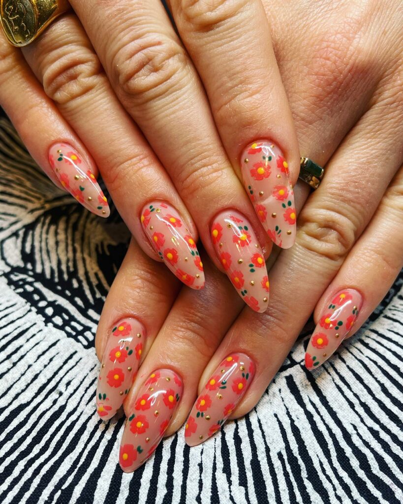 70s Floral Nails