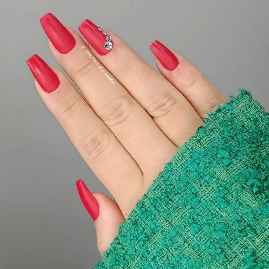 Red Matte Short Coffin Nails