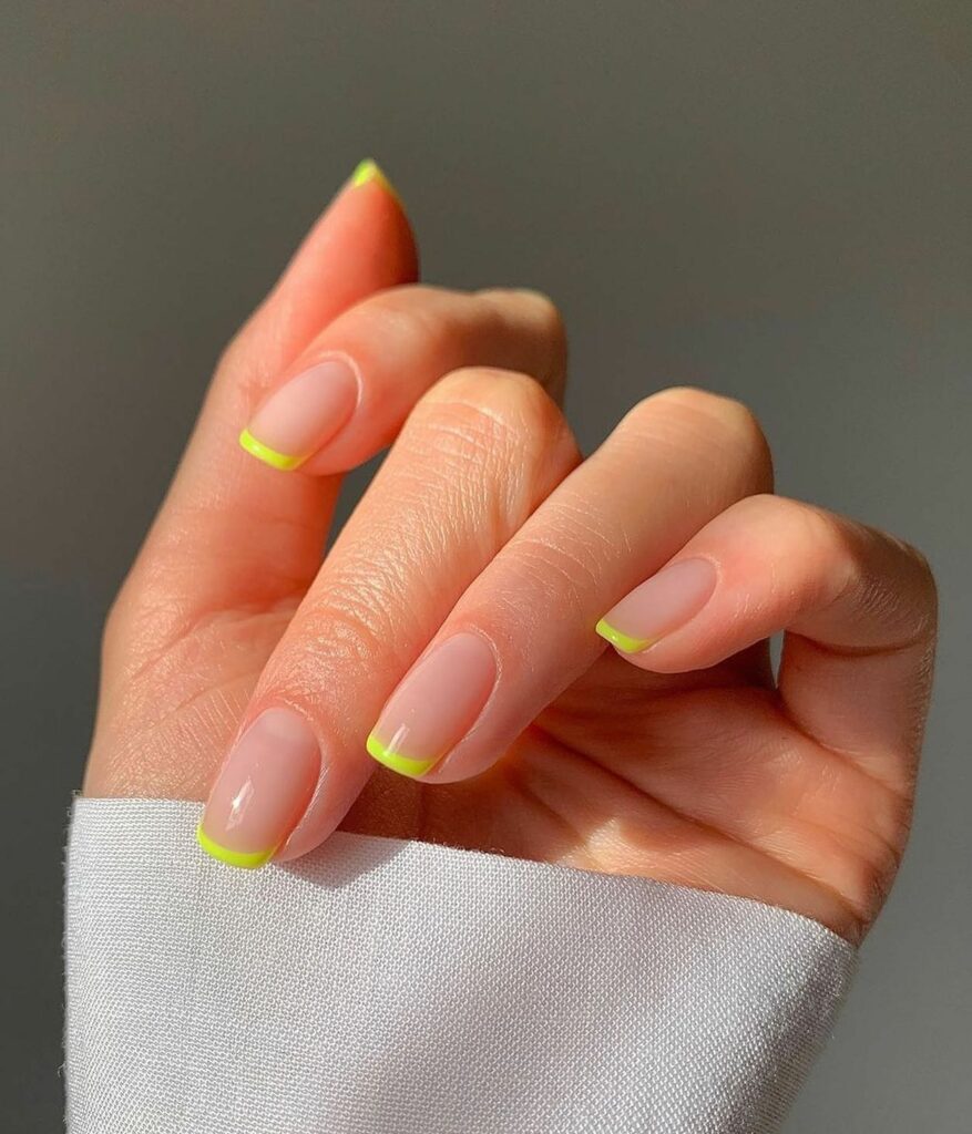 Thin Yellow French Nails