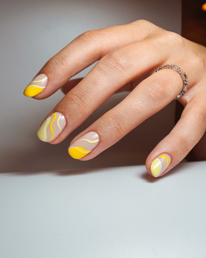 Abstract Yellow French Nails 
