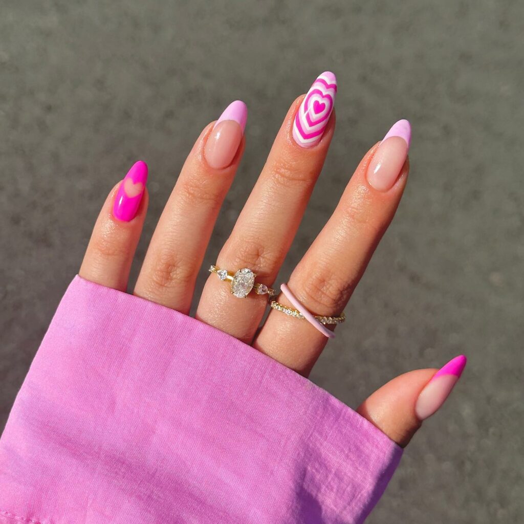 Barbie-Inspired Heart Pink Nails
