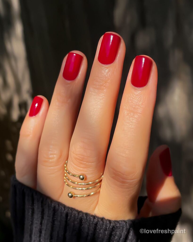 Short Red Square Nails