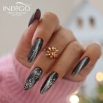 Almond Black and White Christmas Nails