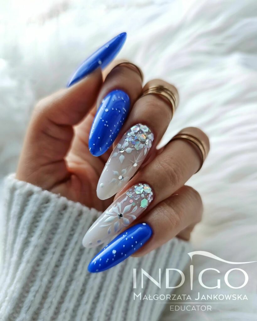 Captivating Blue Christmas Nails