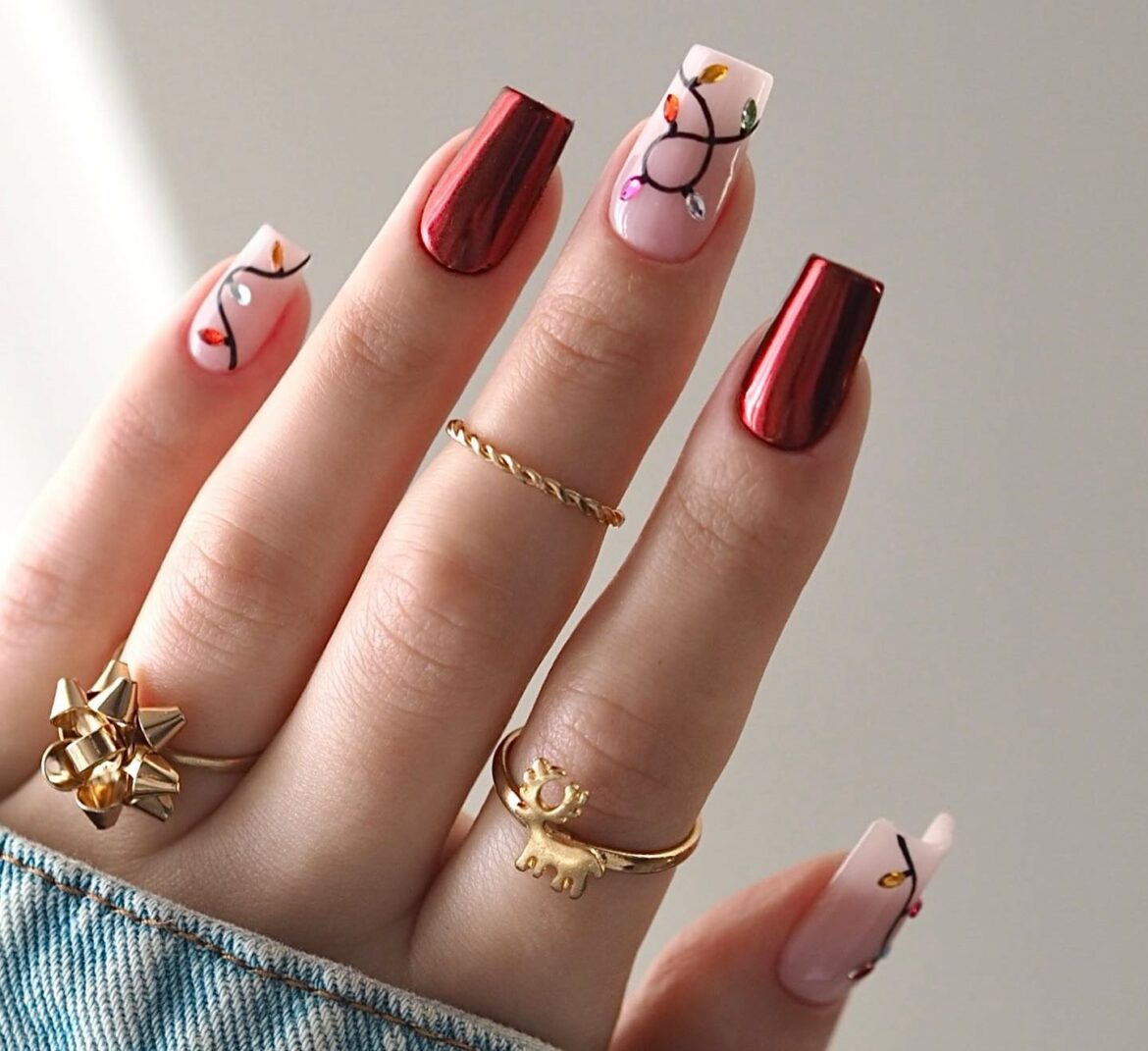 Christmas Lights Nail Designs