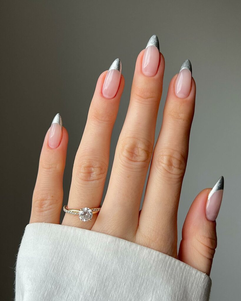 Elegant Silver French Nails