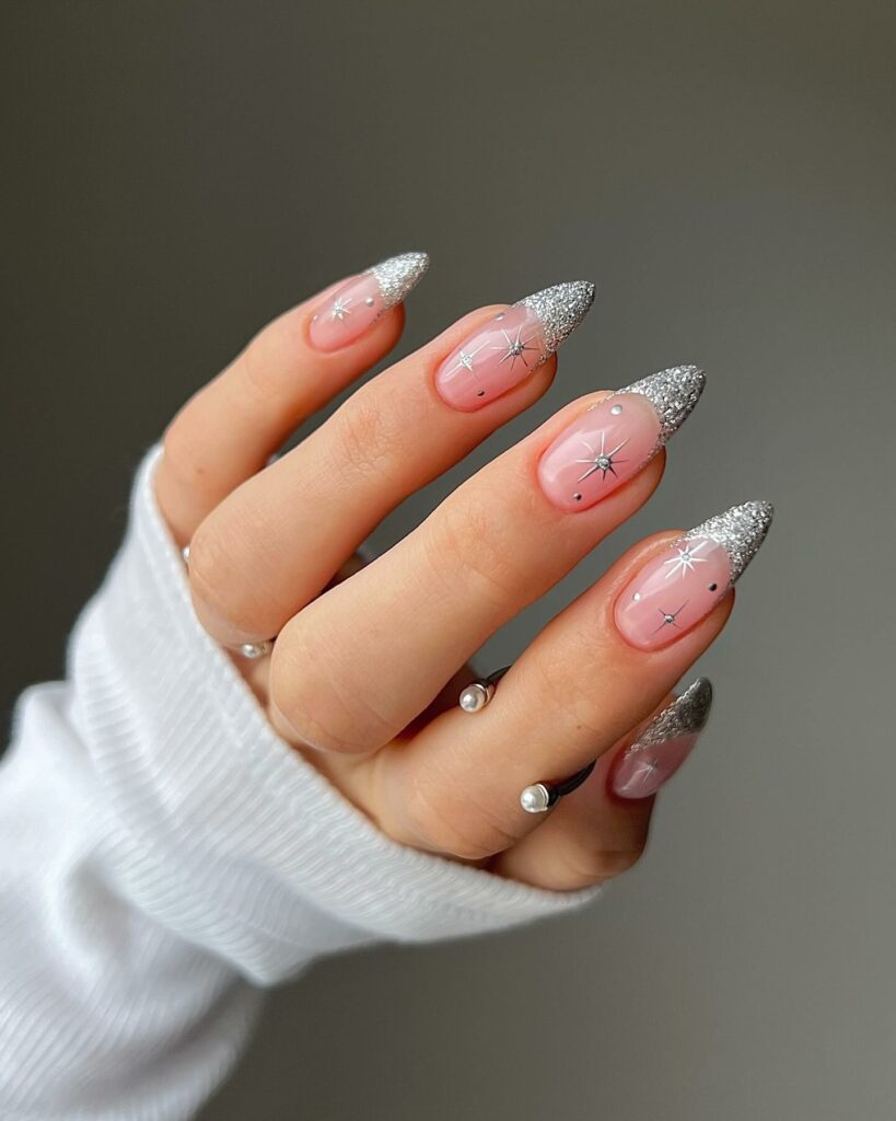 French Grey Christmas Nails