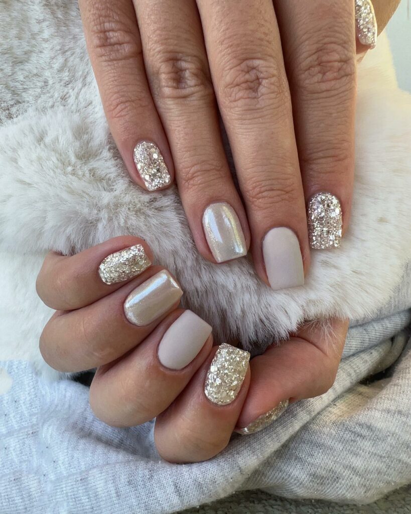 Frosty Glamour Silver Christmas Nails