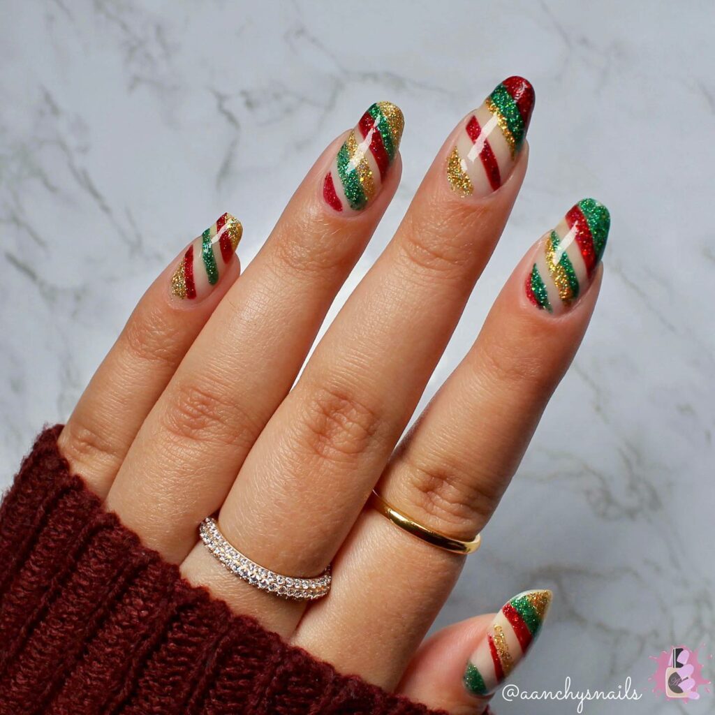Striking Red and Green Christmas Nails