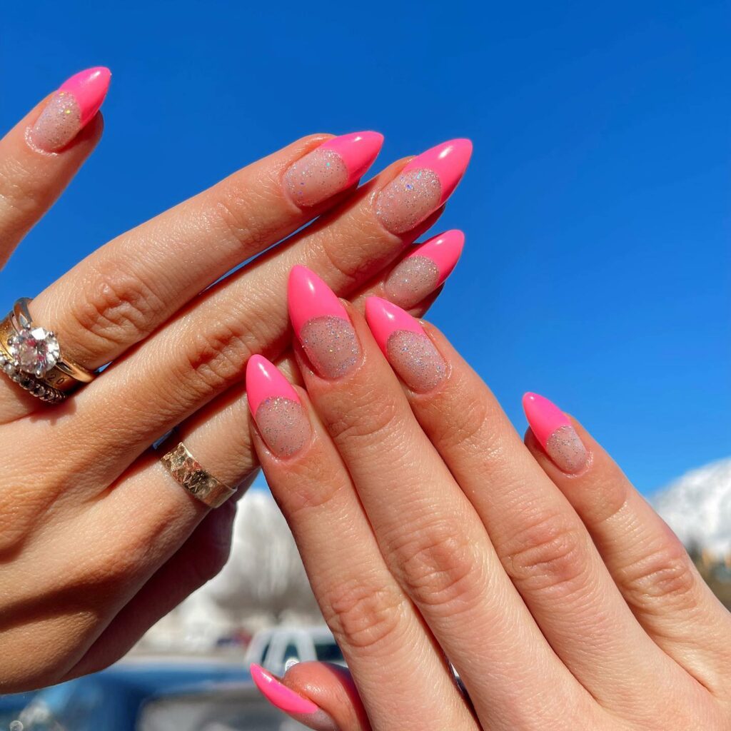 Embrace the Bold Hot Pink French Nails