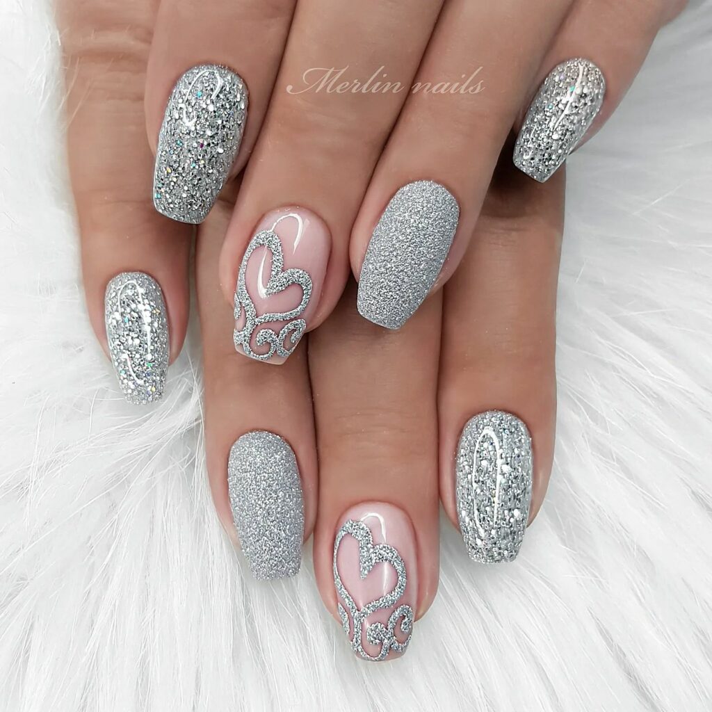 Luxe Silver Christmas Nails
