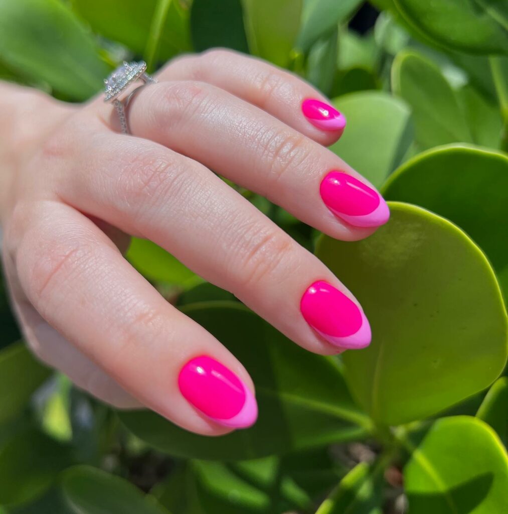 Minimalist Hot Pink French Nails