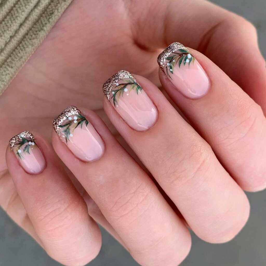 Mistletoe Nails with a Sparkling Twist