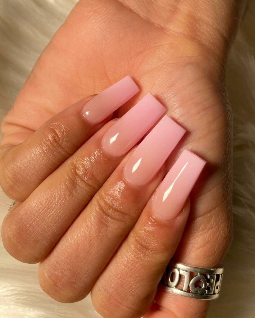 Softly Blended Ombre Baby Pink Nails