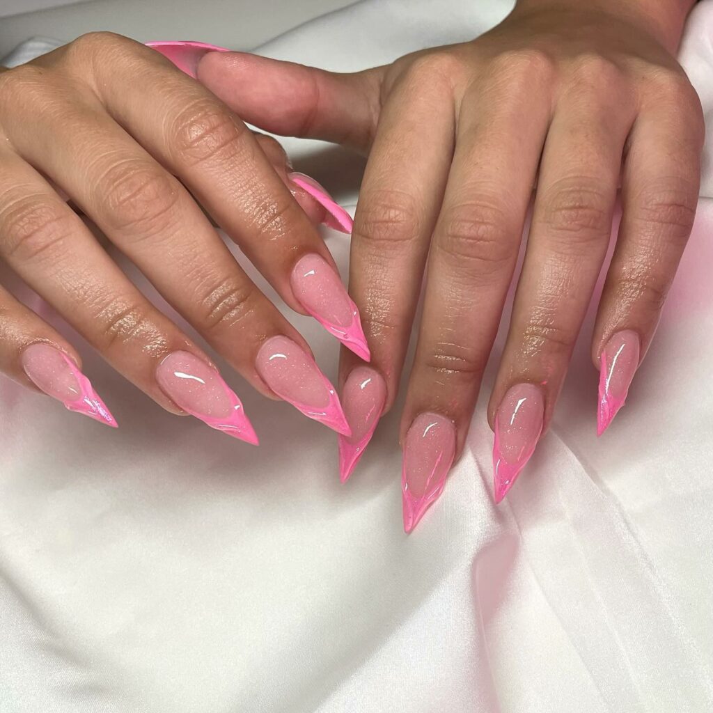 Ombre Pink Short Stiletto Nails