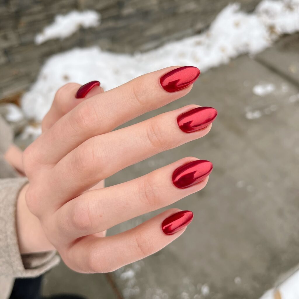 Intense Passion of Red Chrome Nails