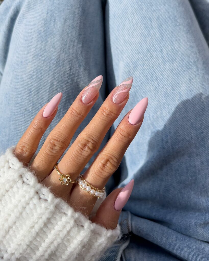 Sophisticated Shimmer  Baby Pink Nails