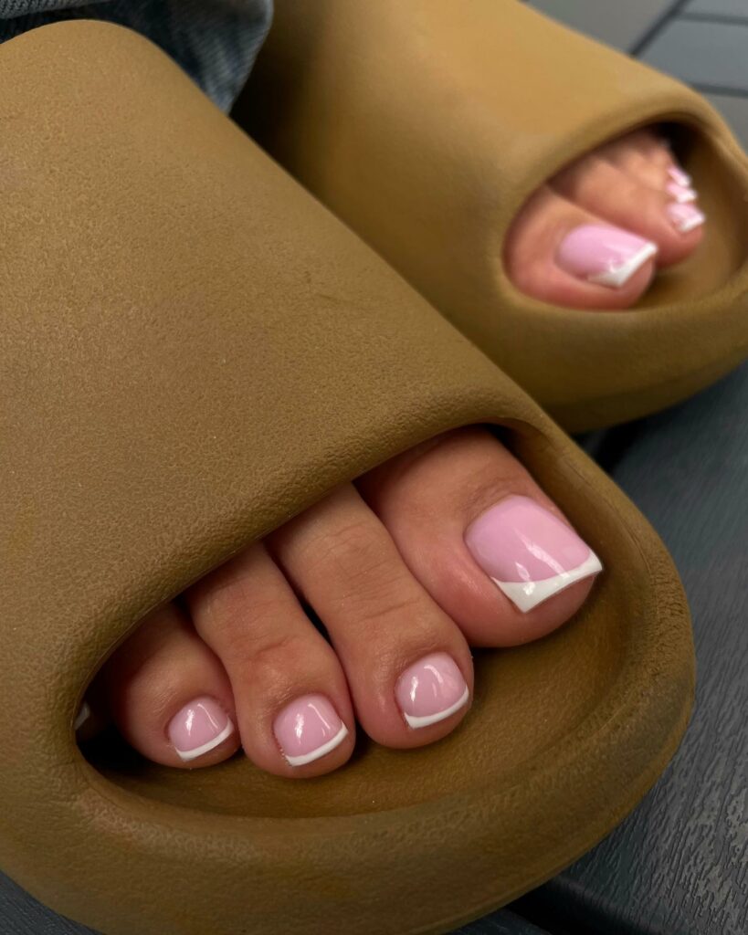 White French and Pink Nude Pedicure