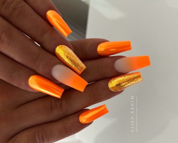 33 Latest Orange Acrylic Nail Ideas To Try In 2024