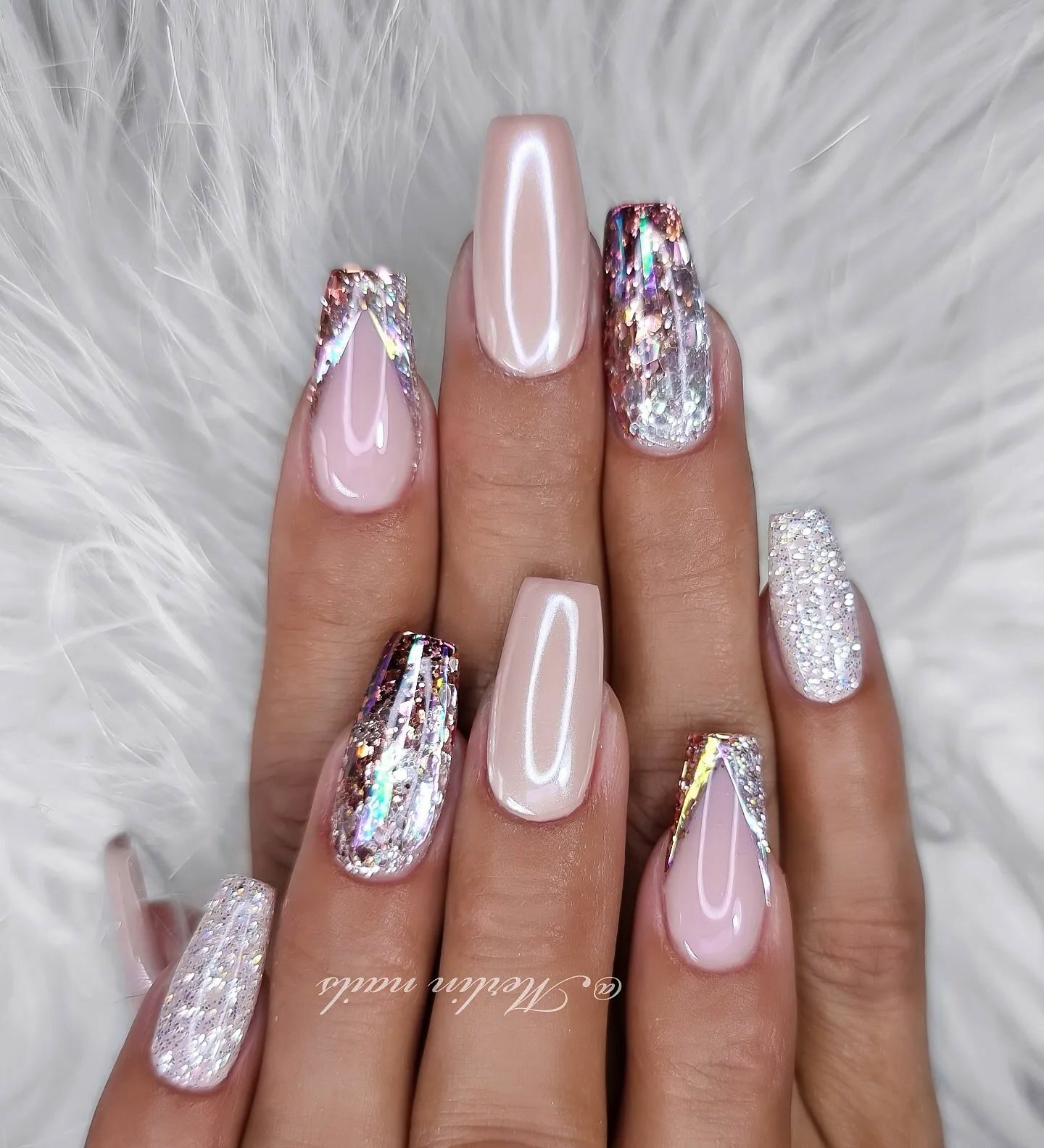 Glitter French Bridesmaid Nails