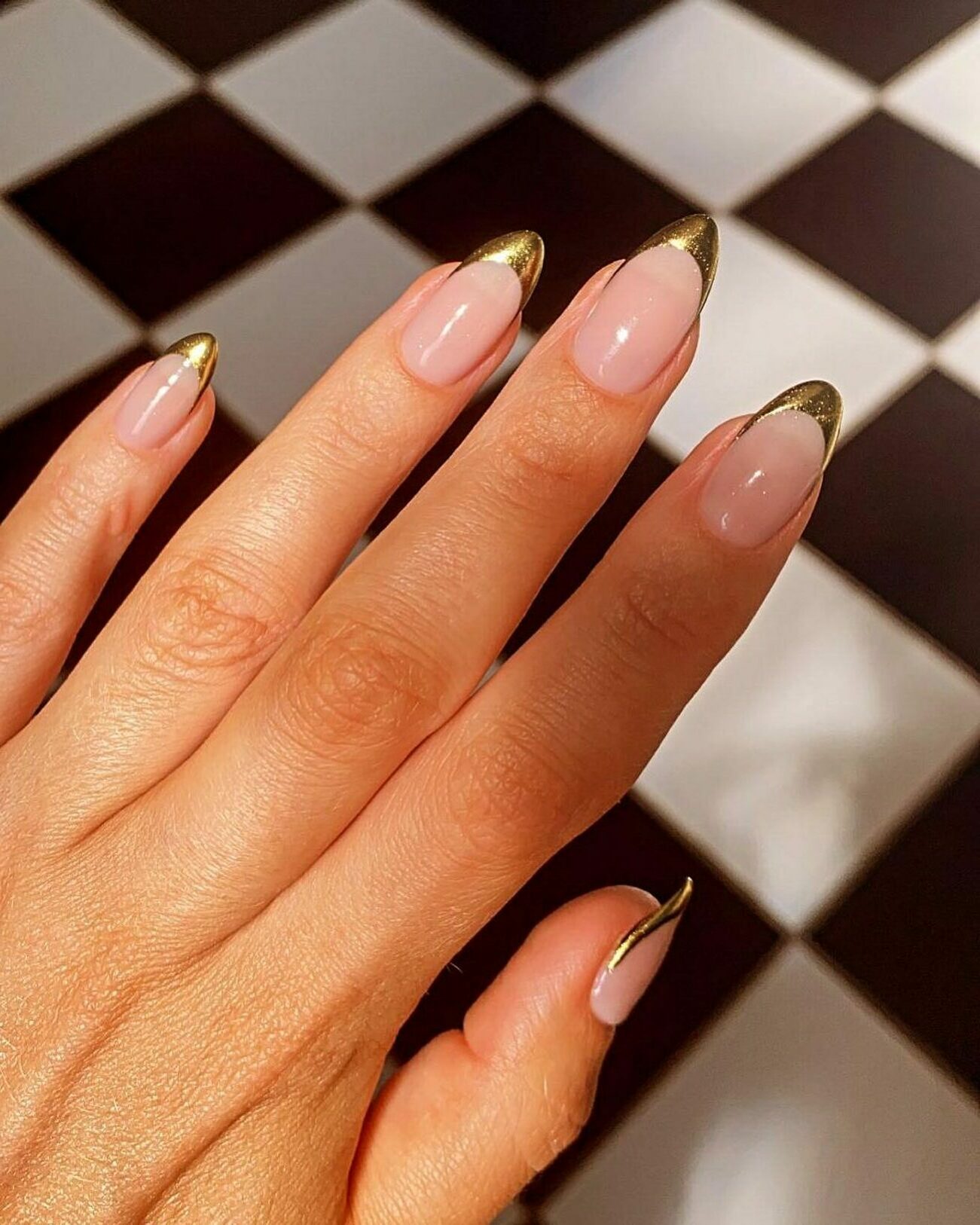 Gold Chrome Bridesmaid Nails