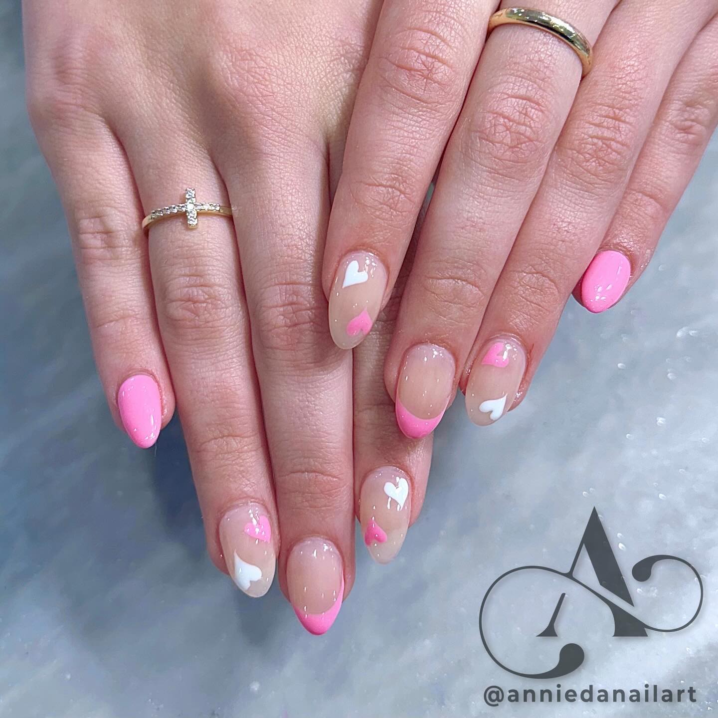 Chic Pink and Nude Ombre Nails with Love