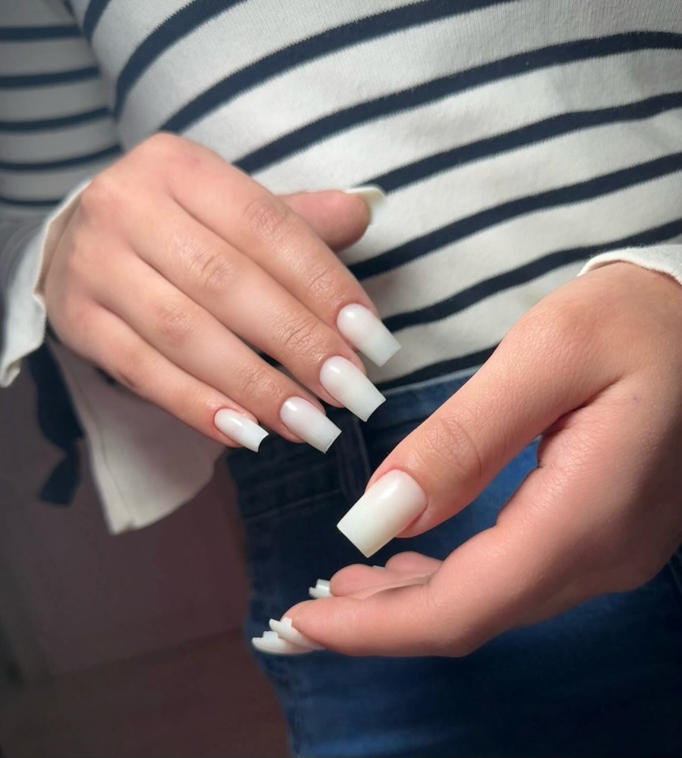 Elegant French Tips with Long Square Shape