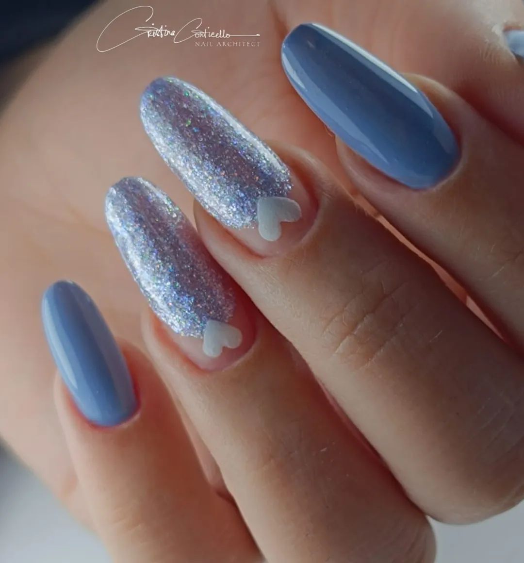Lavish Lavender Glitter and Periwinkle Blue Nails