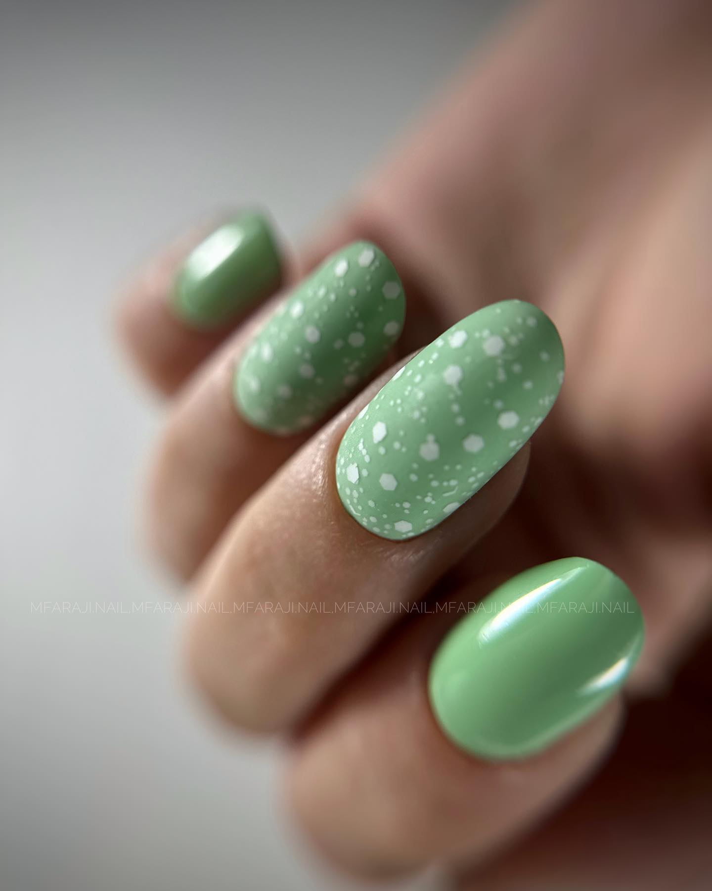 Spring Speckles on Pastel Green Matte Nails