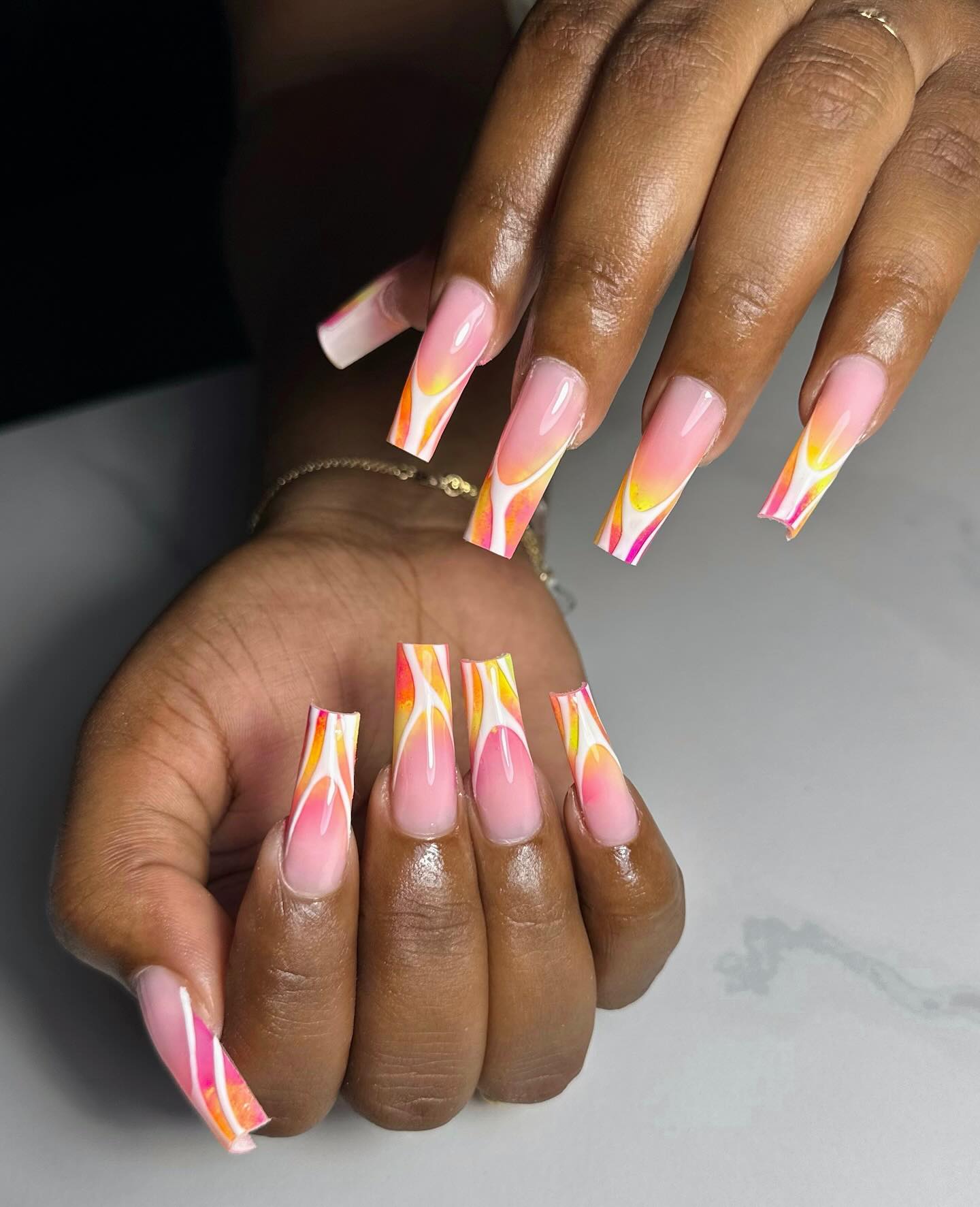 Summer Vibes with Pink to Yellow Ombre and Swirls