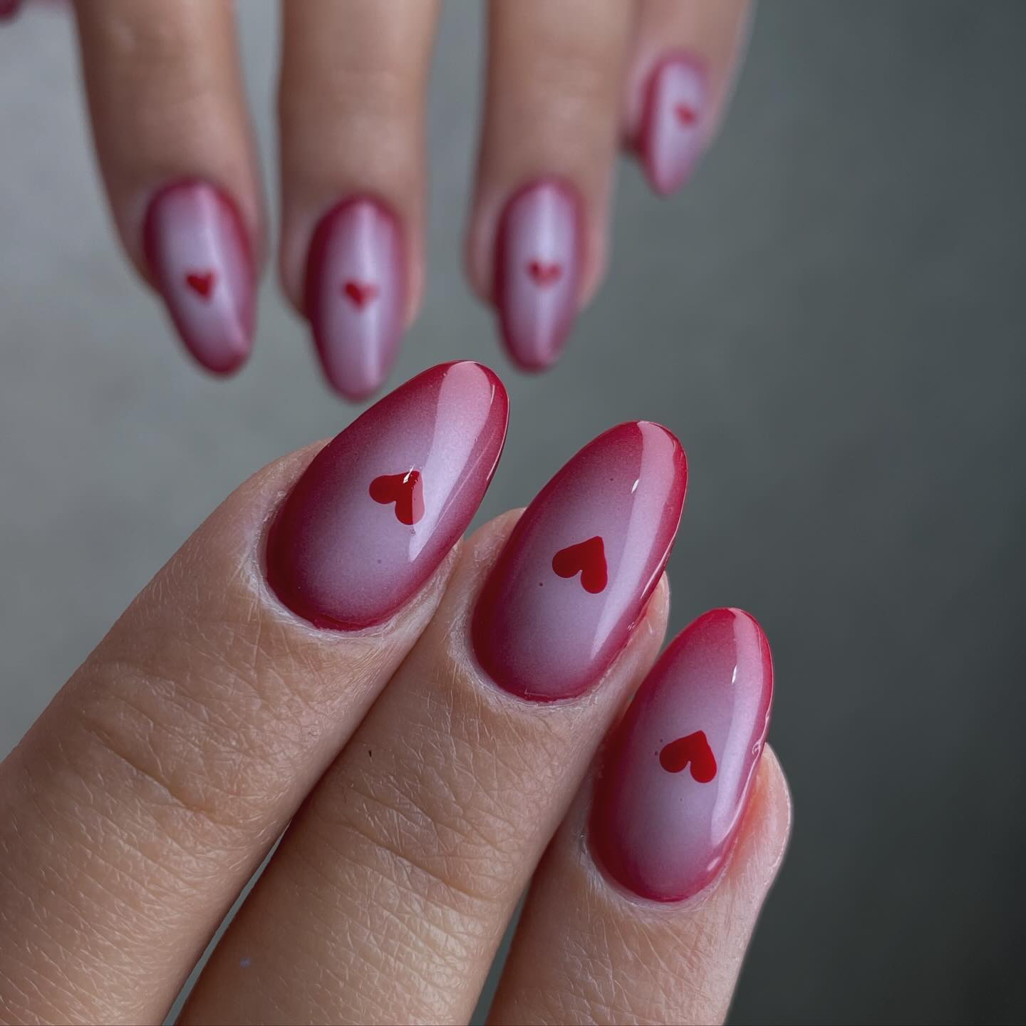 Sweetheart Ombre Nails with Tiny Hearts