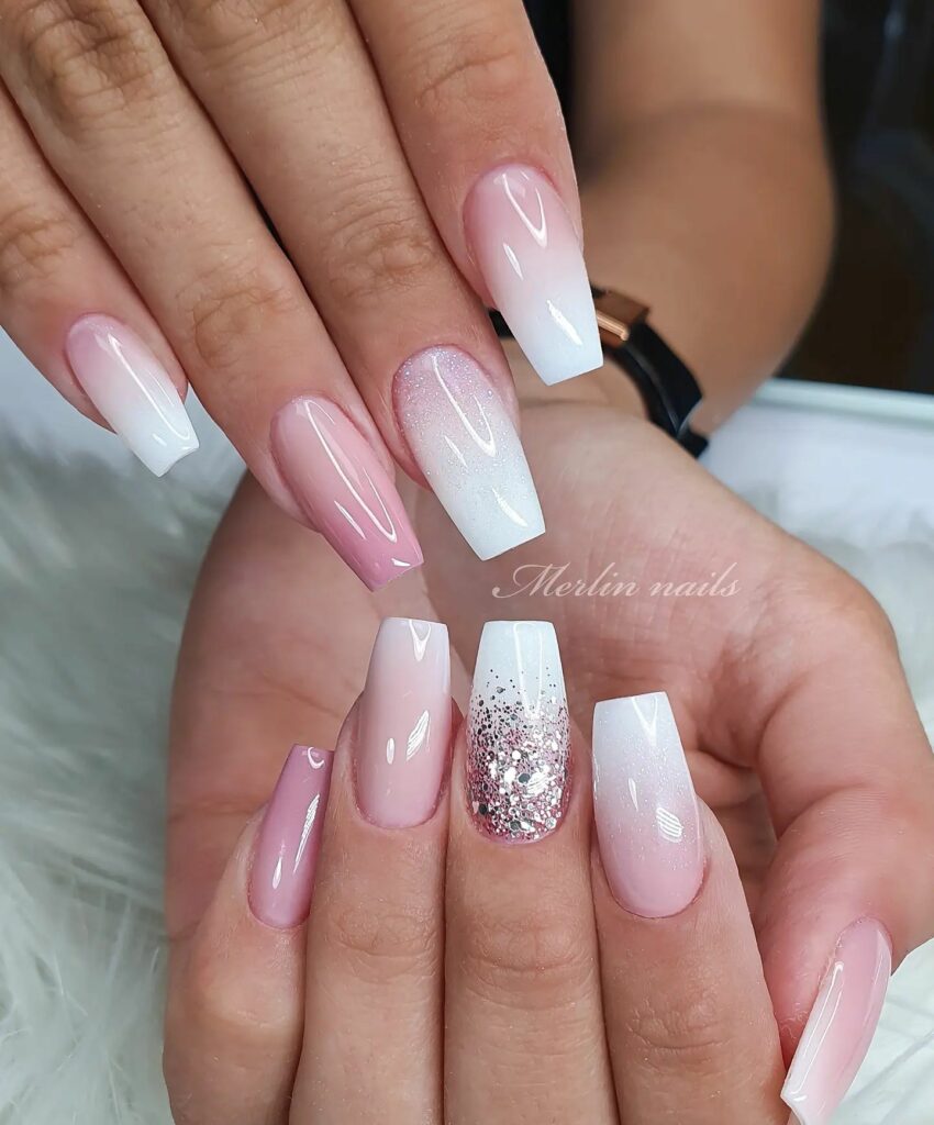 Glossy Ombre Fade with Sparkling Accents