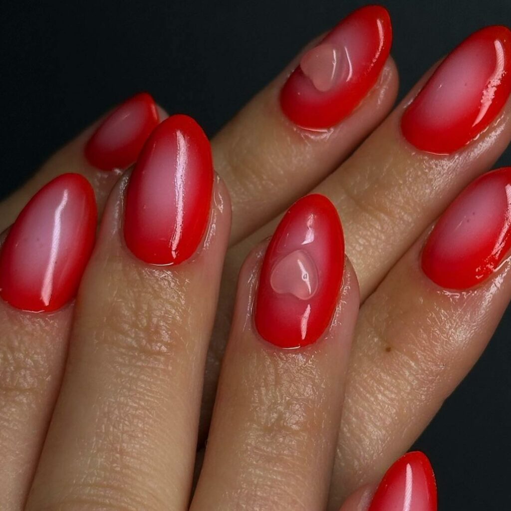 Romantic Love-Filled Nails: Tender Ombre Hearts for Valentine's