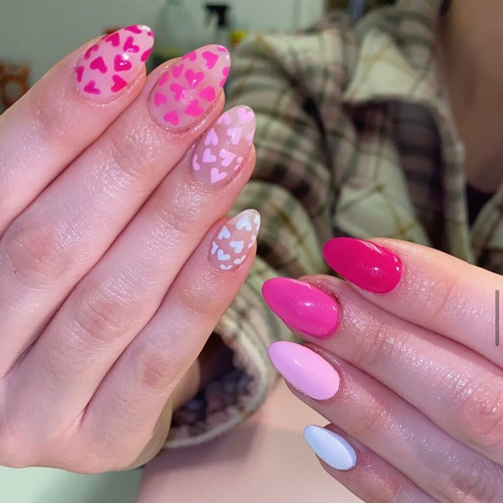 Charming Sweetheart Nails: Lively Pink Shades for Valentine's