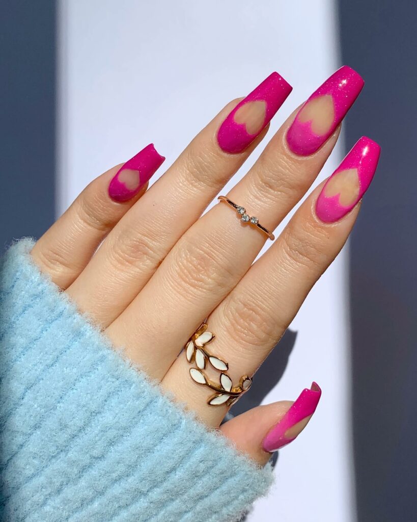 Sweet Valentine's Manicure: Heart Cut-outs & Glossy Pink Nails