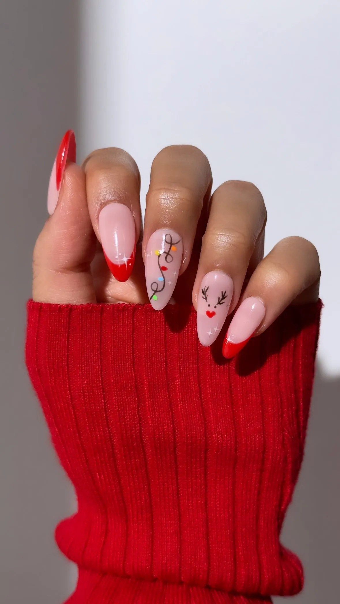 Romantic Cupid Nail Art with Red French Tips